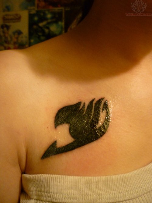 Fairy Tail Tattoo On Collarbone